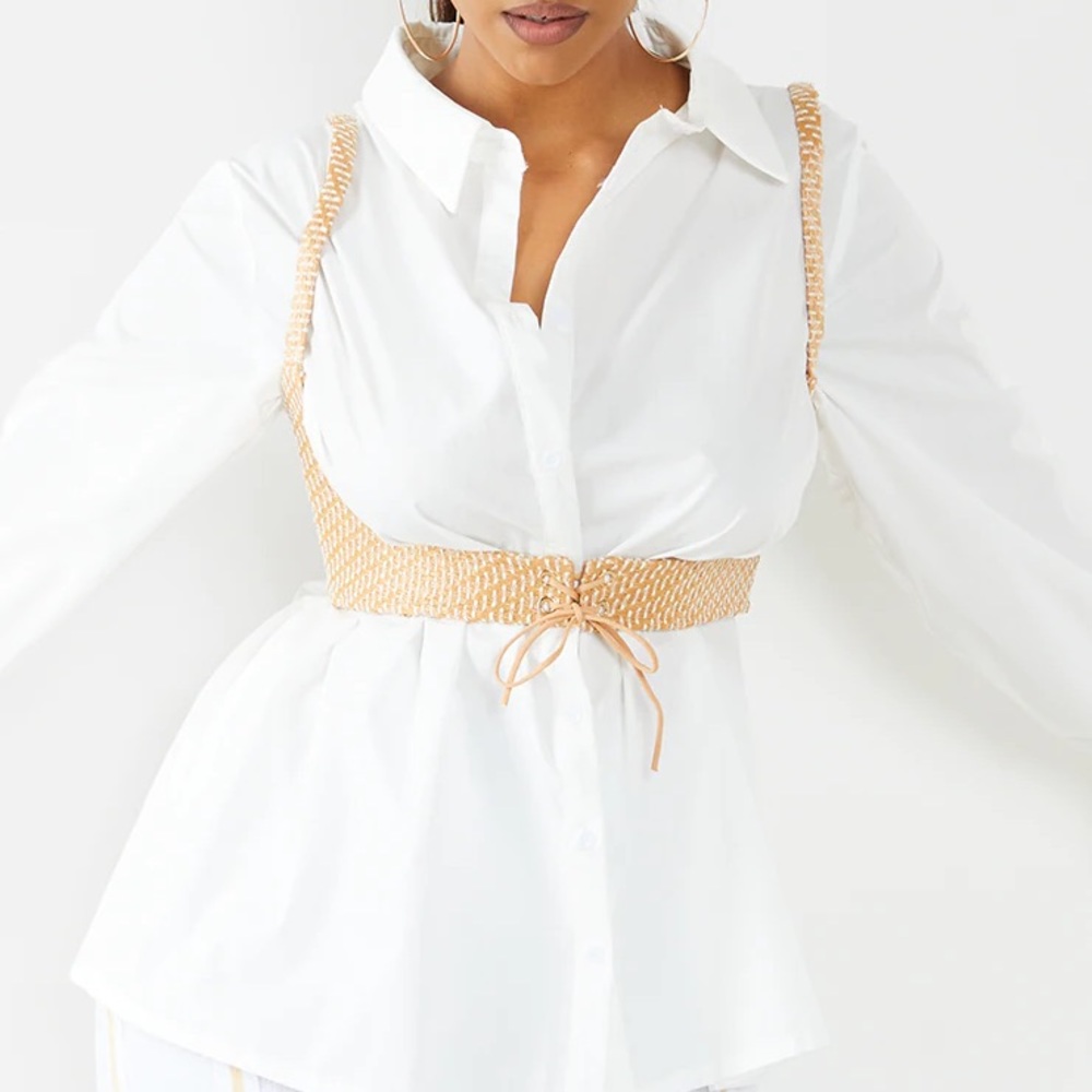 Sand Weave Lace Up Corset Belt